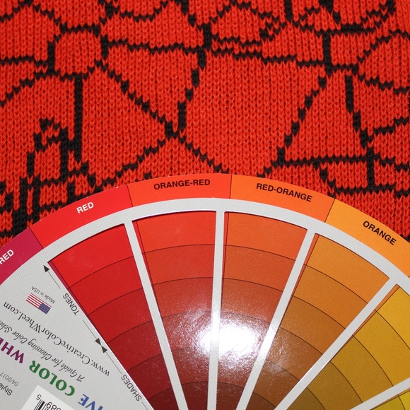 Vintage Floral Sweater Medium Oversized Red Orange - Picture 4 of 8